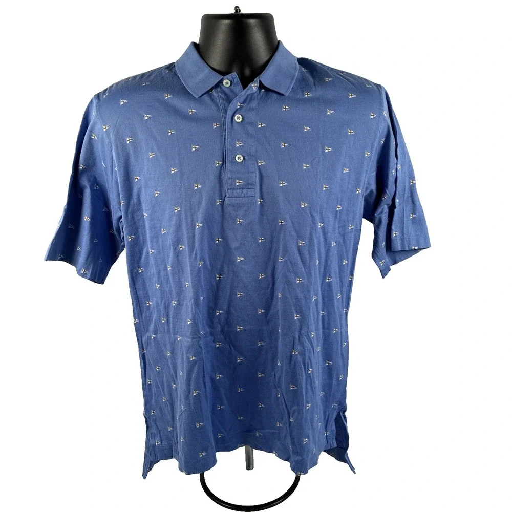 Mens Polo Ralph Lauren Short Sleeve Polo Shirt Size Small Flag Print Cotton